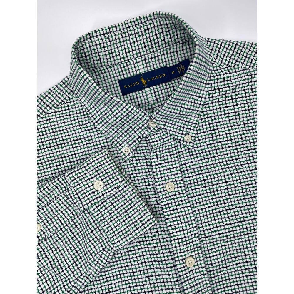 VNTG (80’s) Ralph Lauren Dress Shirt Men’s M Purple/Green Checkered 100% Cotton